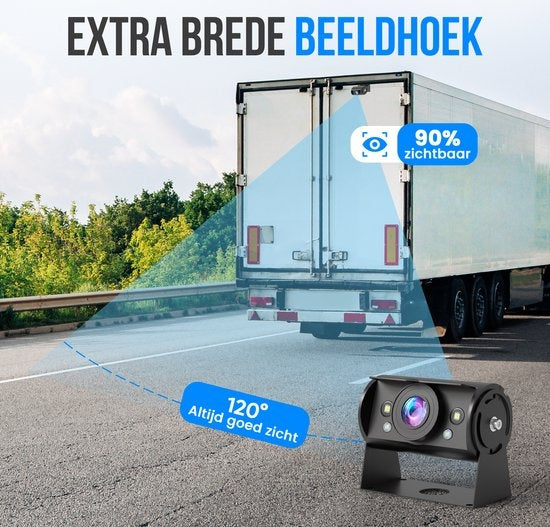 Strex - Rückfahrkamera-Set - 2 Kameras - HD 1080P - 7" Bildschirm - 18LED Nachtsicht 15m - IP69 Wasserdicht - Schwarz