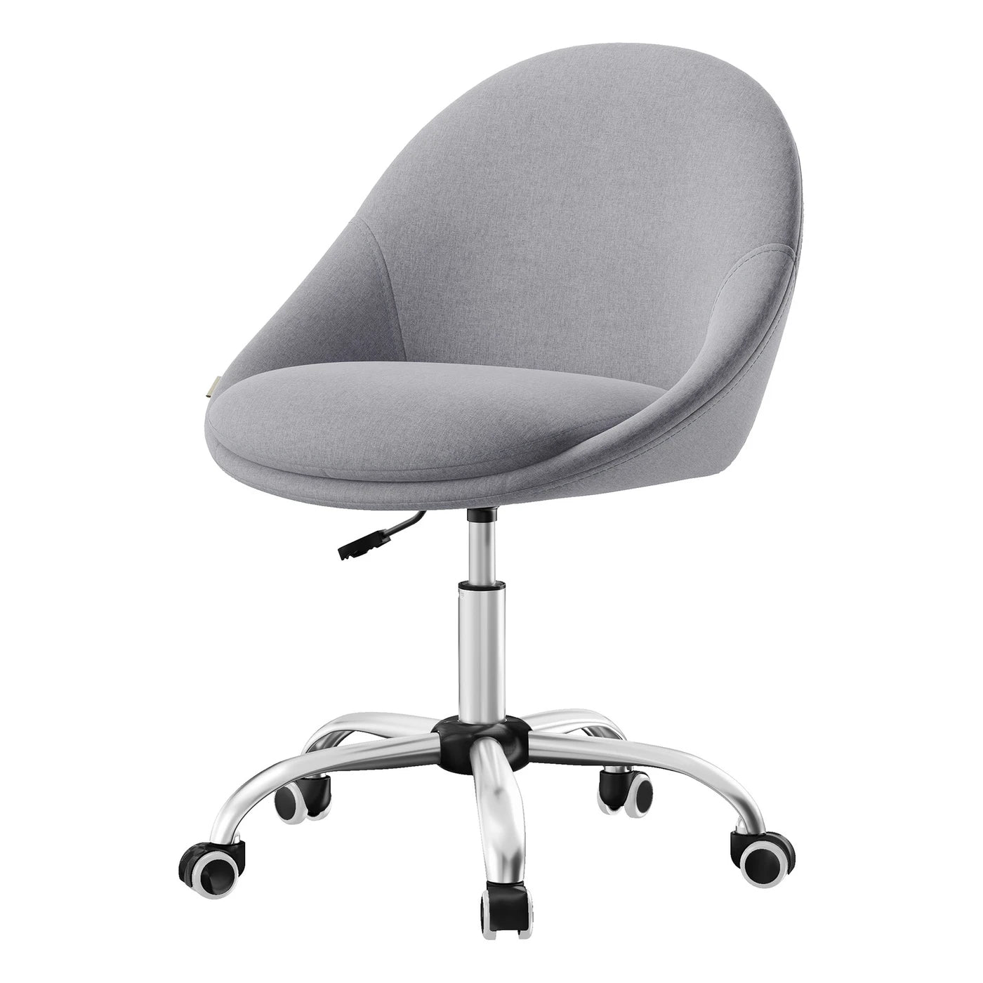 Ochama-Bürostuhl – Grau – Baumwoll-Leinen-Mischung – Höhenverstellbar – Drehbar mit Rollen – 60 x 60 x 80–90 cm