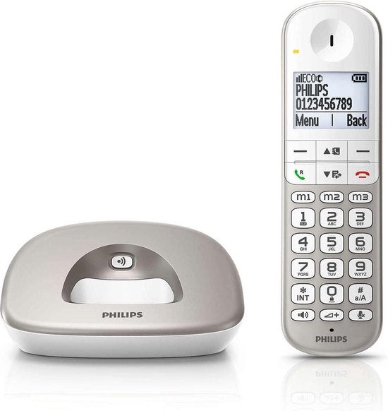 Philips XL4901S - DECT-Telefon - Schnurloses Seniorentelefon mit 1 Hörer - große Tasten, Lautstärkeanhebung und Hörgerätekompatibilität - Weiß