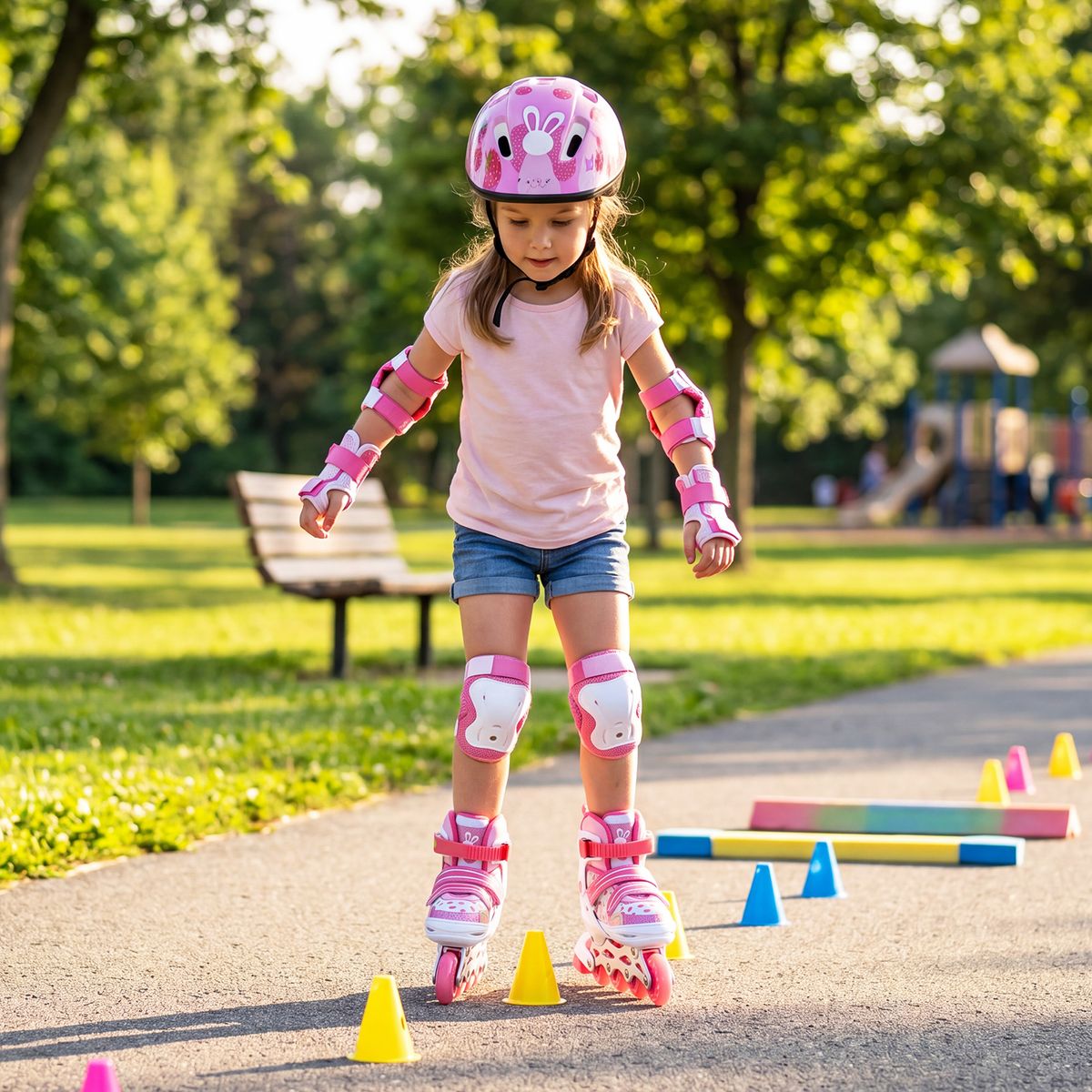 Coast Kinder-Inline-Skates – in 4 Größen verstellbar – Leuchtende Rollen – Rosa