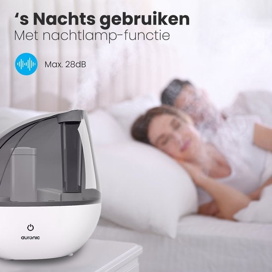 Auronic - Luftbefeuchter - Geeignet für Baby-/Schlafzimmer - inkl. Wasserfilter - Weiß
