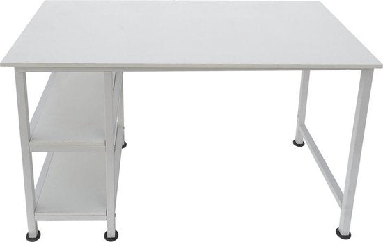 Schreibtisch Computertisch - mit Ablagefächern - weißes Metallholz - 110 cm breit