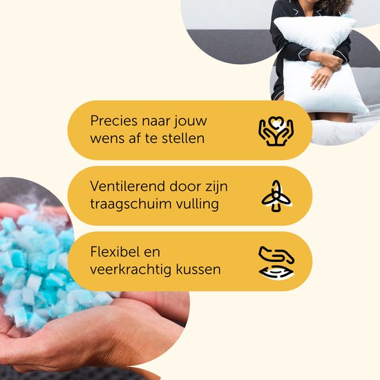 Cloudpillo - Kopfkissen - Memory Foam - Anpassbar - Geeignet für Rücken-, Seiten- und Bauchschläfer - Weiß