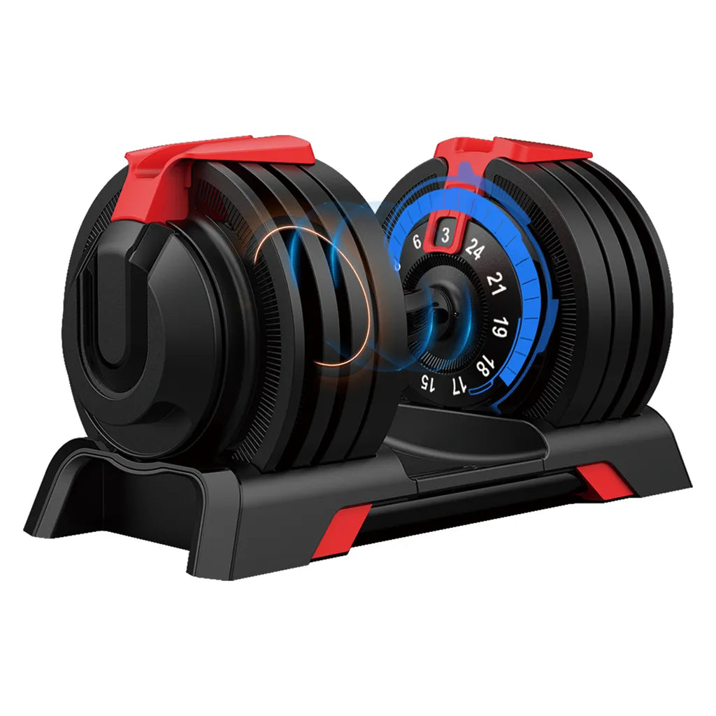 DH FitLife Verstellbares Hantelset 2x 24 kg - 3-24 kg pro Hantel - Schwarz - Gusseisen - 12-in-1-System