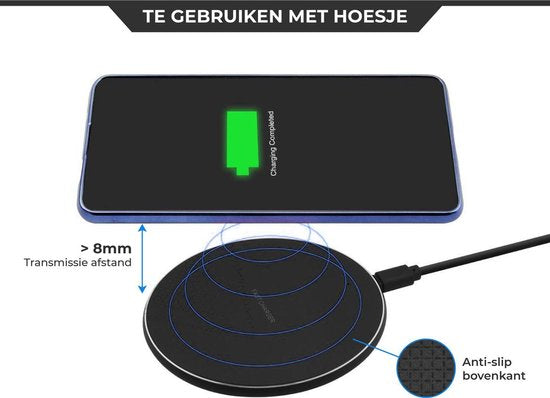 The Life Style Goods - Drahtloses Ladegerät 10W - Inklusive Kabel - Drahtloses Ladegerät - Schnelles Ladegerät - iPhone und Samsung