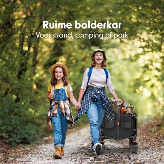 LifeGoods Wagon - XL - faltbar - 200L - 150KG Tragfähigkeit - Schwarz