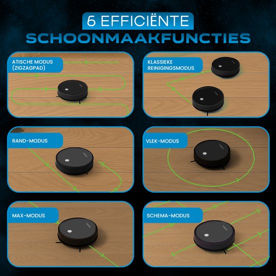 Powell Staubsauger Roboter - Staubsauger Roboter mit Wischfunktion - Staubsauger Roboter mit Ladestation - Staubsauger Roboter - Wischroboter - Schwarz