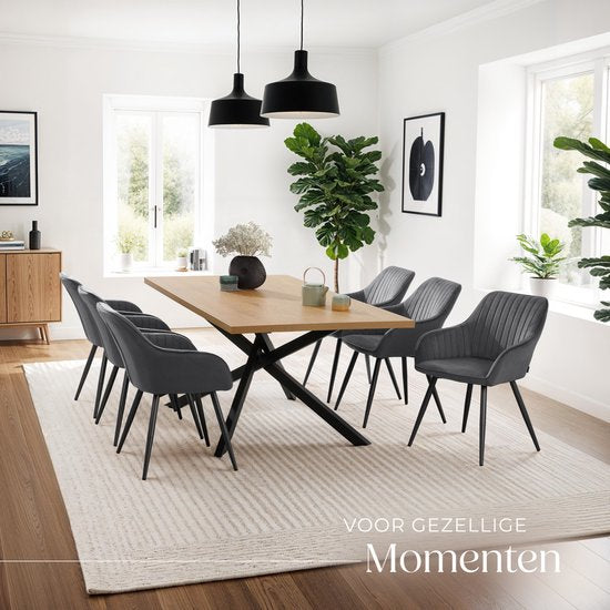 tectake® – Samtstuhl mit Steppmuster – Moderner Esszimmerstuhl – Schalensessel – Für Wohnzimmer, Esszimmer, Lounge oder als Frisiertischstuhl – Verschiedene Farben – Grau/Schwarz