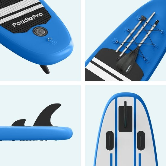 LifeGoods - SUP Board - Aufblasbares Paddle Board - Komplettset - Max. 135KG - 320x81cm - Blau