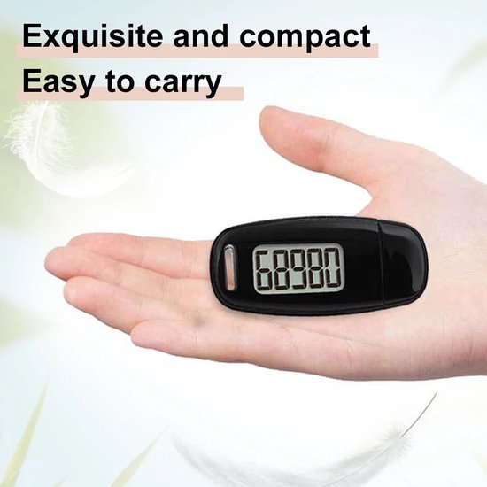 Garpex® Schrittzähler mit Clip und Trageschnur - USB-Ladung - Activity Tracker - Schrittzähler - Großes Display - Tasche - Schwarz