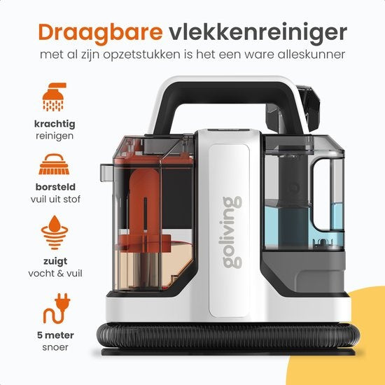 Goliving - Teppich-/Fleckenreiniger - 450W - 1,5m Schlauch - mit Zubehör - Weiß