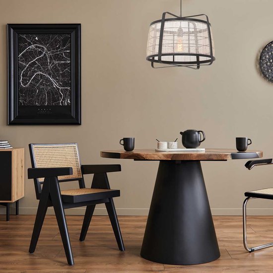 Anne Lighting – Hängeleuchte – Capos – schwarz – Holz und Stoff – Ø 48 cm – E27 – 3511ZW