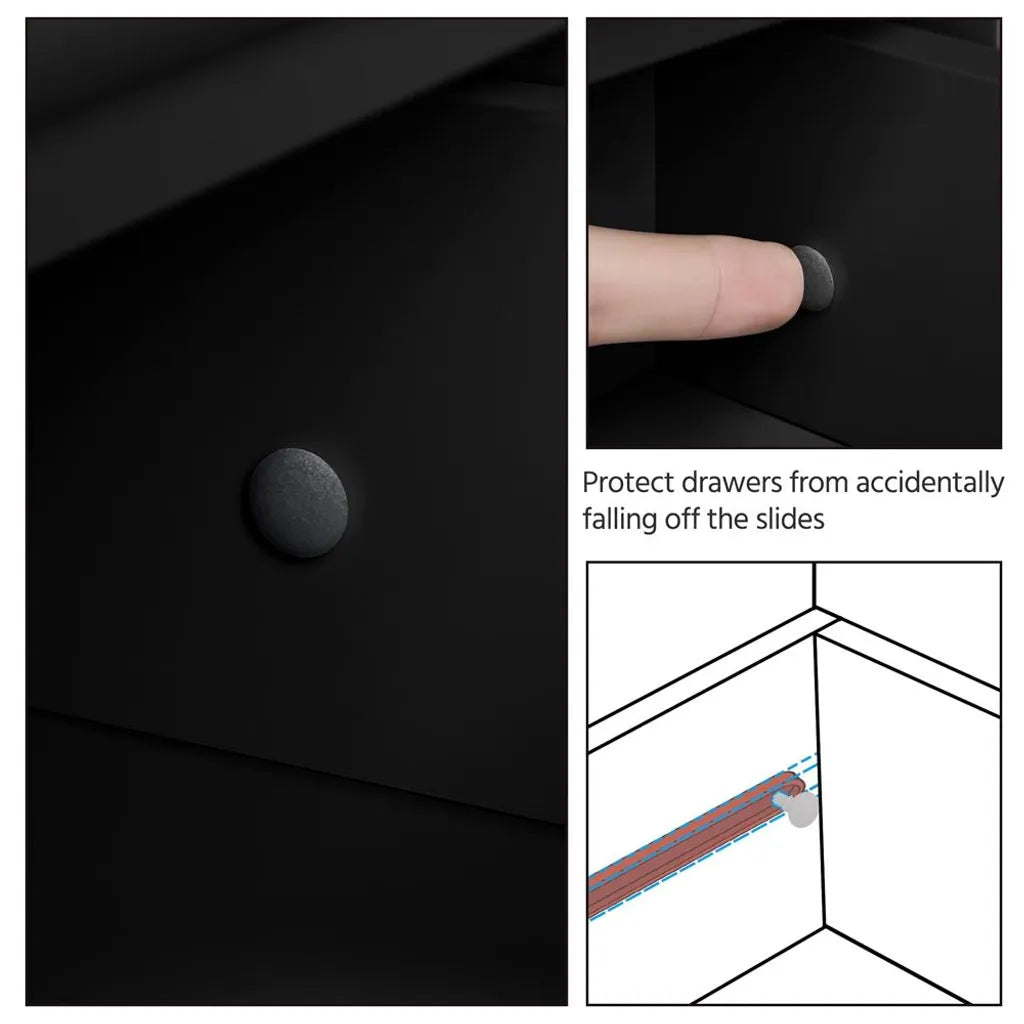 Yaheetech Badezimmerschrank 55,5 x 29,5 x 86,5 cm – Schwarz – Badezimmermöbel mit 3 Schubladen und verstellbarem Einlegeboden