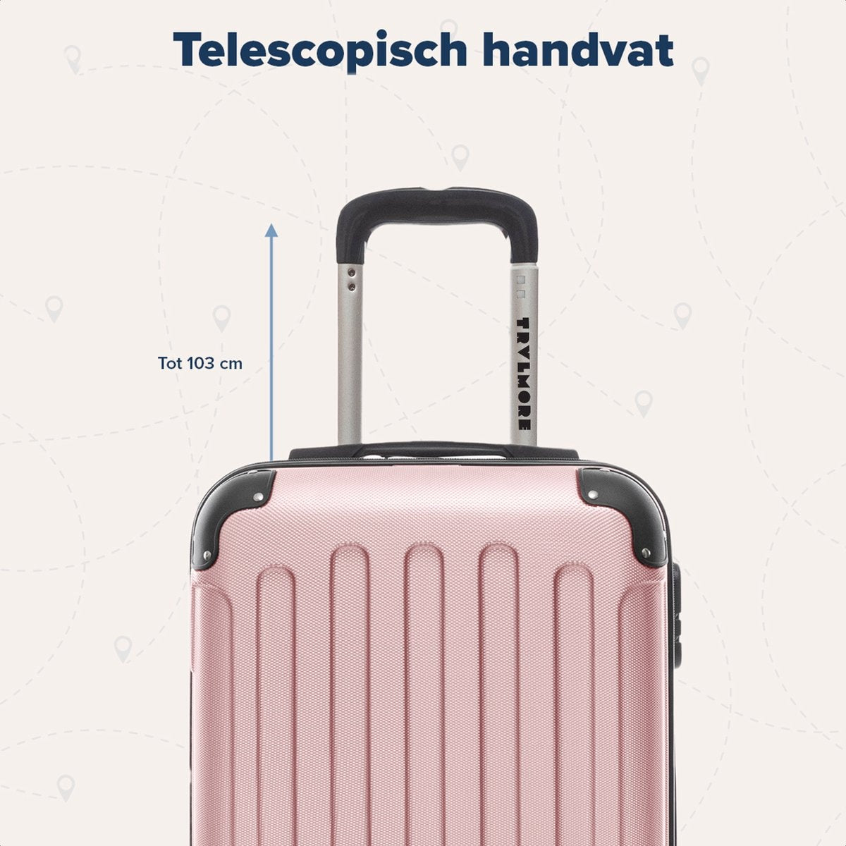 TRVLMORE - Kofferset - 3 Stück - 38L (Handgepäck) + 70L + 110L - Rose Gold