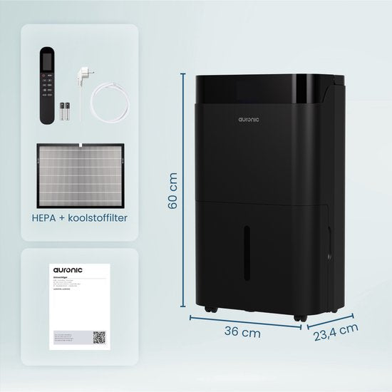 Auronic Luftentfeuchter und Luftreiniger - Better Plus Serie - Entfeuchtet 12L pro Tag - 5L Wassertank - Schlafzimmer, Badezimmer, Wohnzimmer und Büro - Feuchtigkeitsfresser für den Haushalt - Schwarz