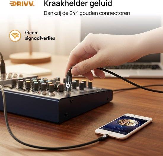 Drivv. Premium-Kabel von 3,5-mm-Klinke auf 6,35 mm – Klinkenkabel – Audiokabel – 3 Meter