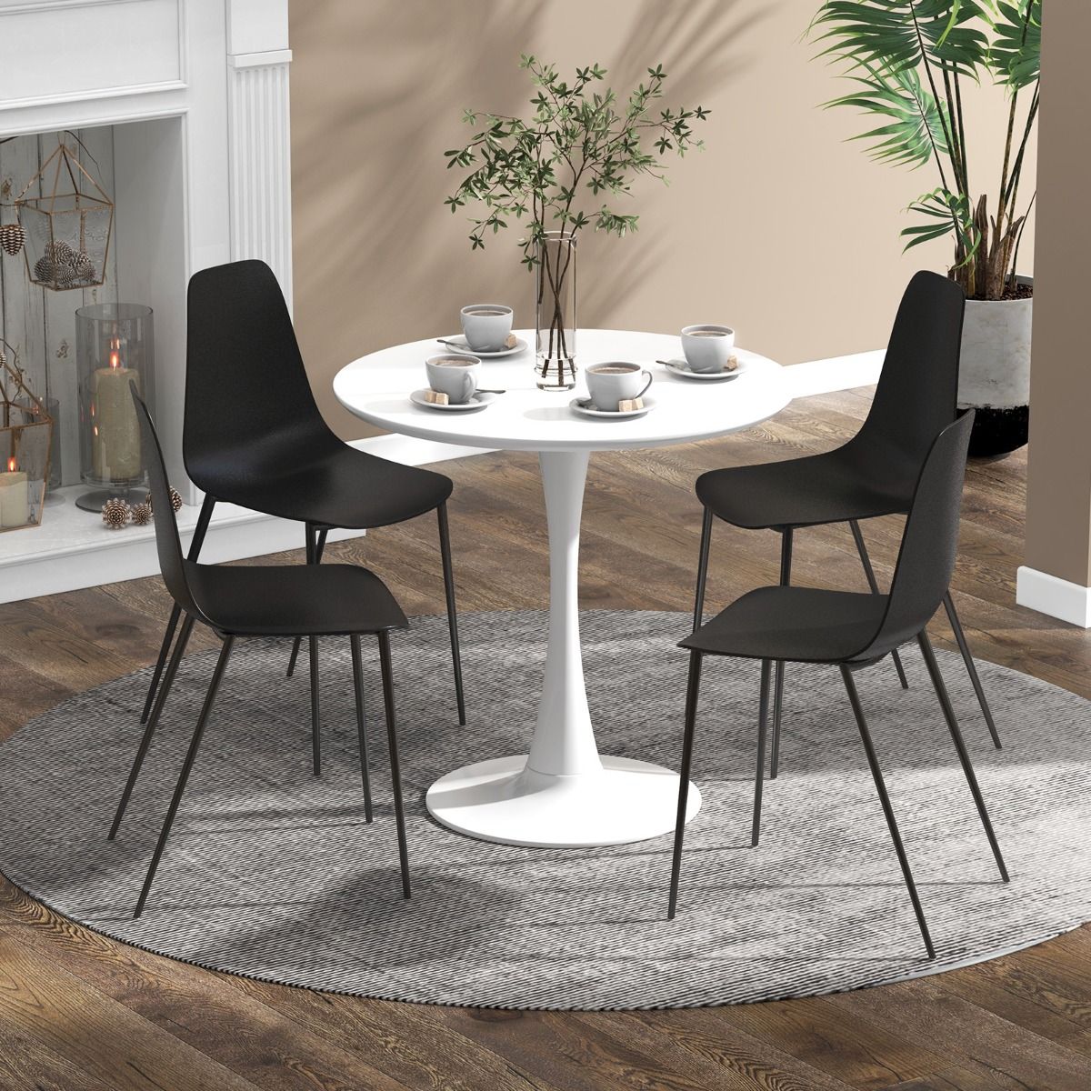 Coast 4er Set Moderne Esszimmerstühle Schwarz 52,5 x 48,5 x 88 cm - Stabile Freizeitstühle mit Metallbeinen
