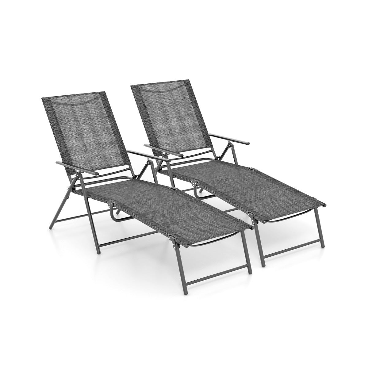 Coast 2er-Set Sonnenliegen - klappbar - Grau - 155-189 x 64 x 65-102 cm
