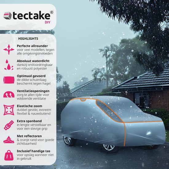 tectake Autoschutzdecke Hagelschutz mit Schaum-Einlage wasserdicht atmungsaktiv 571x 203x 120cm SUV / VAN Grau
