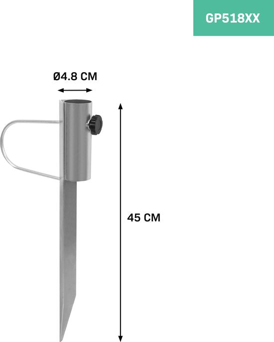VONROC Bodenanker - Sonnenschirmhalter - 45cm - universell geeignet für Mastdurchmesser bis 38mm - Stahl verzinkt - auch für Wäschespinne geeignet