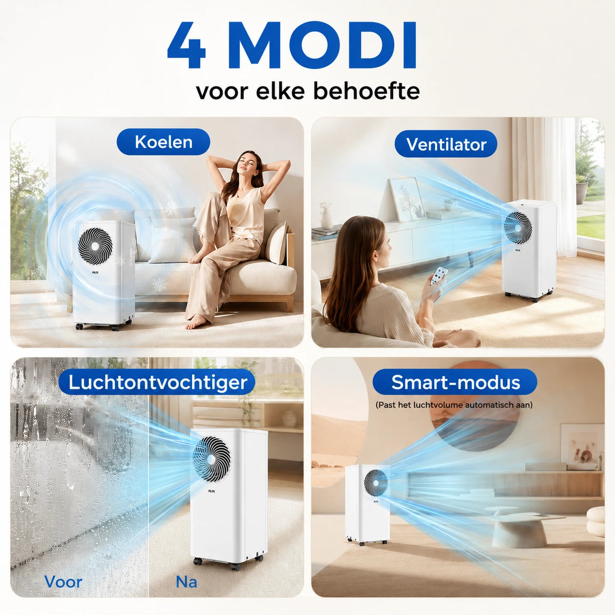 AUX mobile Klimaanlage 3-in-1 – 9000 BTU – WLAN – Energieeffizienzklasse A