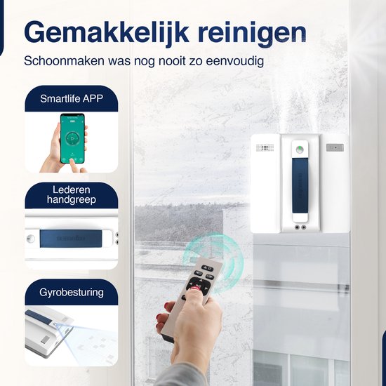 Samako ClearWay - Fensterreinigungsroboter - Fensterreiniger - Starke Saugkraft - Bidirektionales Wassersprühen - Mobile App