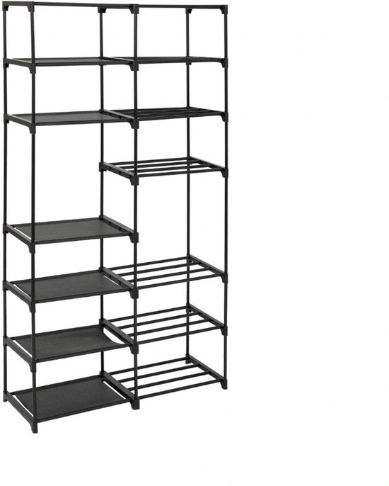 Modulares Schuhregal mit 8 Ebenen für 32 Paar Schuhe Five® – Schwarz – Einfach zu montieren
