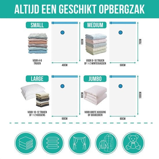 Strex Vacuum Bags Duvets & Clothes - 14 Stück / 4 Größen - Reisebeutel / Vakuumbeutel - inkl. Handpumpe