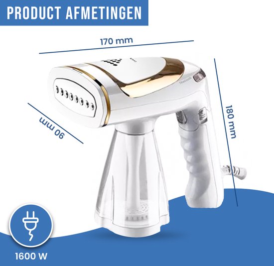 TibaGoods Luxury Clothes Steamer - 1600w - 250ml - Weiß