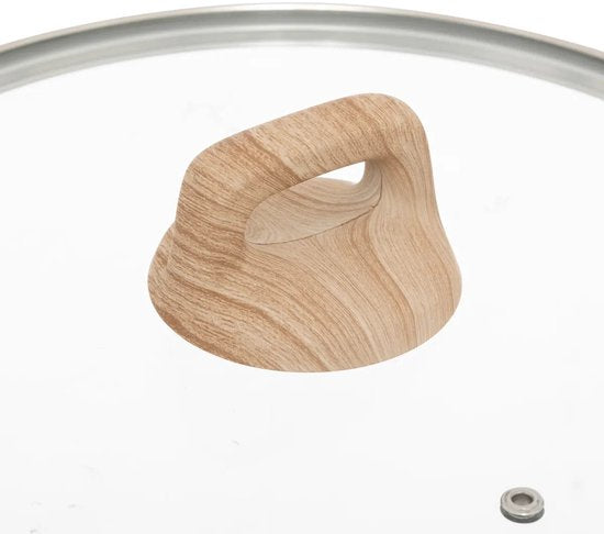 5Five Bratpfanne mit Glasdeckel – Für alle Herdarten geeignet – grün/beige – D28 x H13 cm – Sauteuse