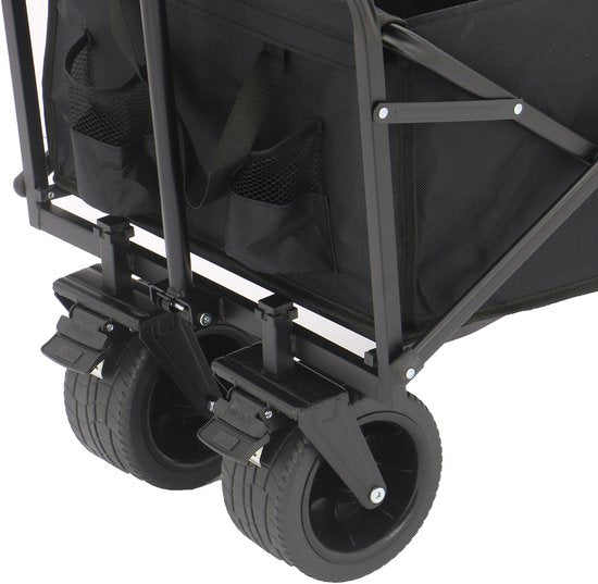 AXI AB131 Zusammenklappbarer Handwagen – Schwarz – Mit Zugstange, Bremsen und Schutzhülle – 100 kg Tragkraft – Einfach zu transportieren – Metall