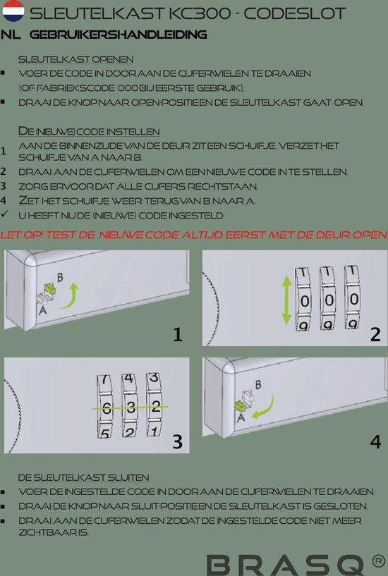 BRASQ Schlüsselsafe 20 Schlüssel mit Zahlenschloss - Schlüsselkasten, Schlüsselschrank KC300 Grau mit Zahlenschloss