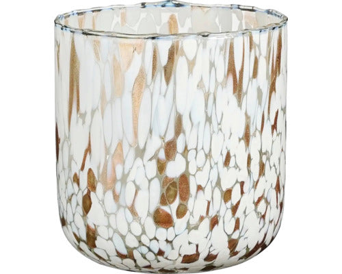 Windlicht HOUSE OF SEASONS Dots Weiß - Ø14 cm x H15 cm - Teelichthalter aus Glas