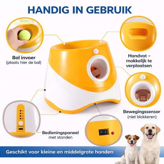 Ceruzo Ballwerfer für Hunde – Automatisch – 6 Bälle – 3 Wurfweiten – Wiederaufladbar