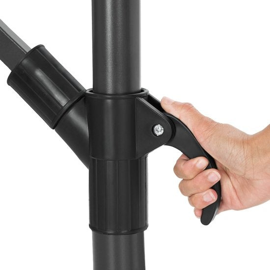 tectake - Schwebender Sonnenschirm aus Aluminium - Durchmesser 350 cm - Drehbar - Neigbar (stufenlos verstellbar) - UV-Schutz - Inkl. Schutzhülle - grau