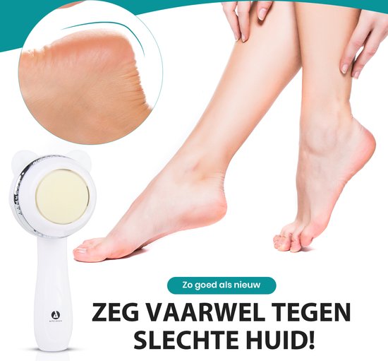 Apeiron Elektrischer Hornhautentferner – Fußfeile – Professioneller Hornhautentferner – Hornhautfeile – Hornhautentferner – USB-aufladbar – Inklusive 3 zusätzlicher Feilscheiben – Weiß – Kostenloses E-Book