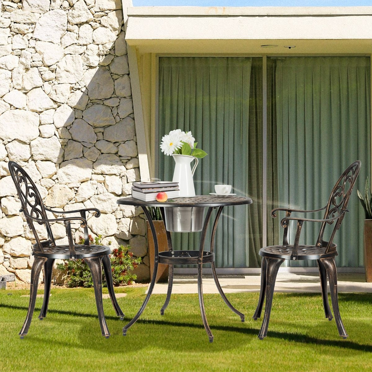 Coast 3- Der Teil des Thekensets aus Aluminiumguss für den Außenbereich in antiker Bronze