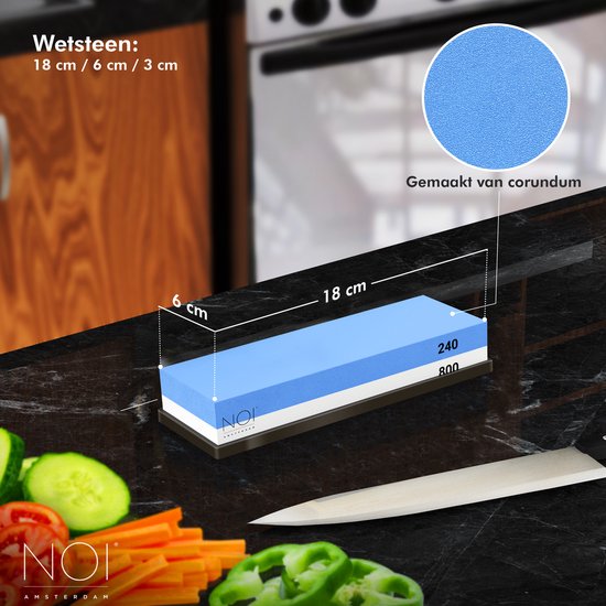 NOI Amsterdam - Luxuriöser doppelseitiger Wetzstein - Messerschärfer - Wetzstein - 240/800 3000/8000 - Küchenzubehör