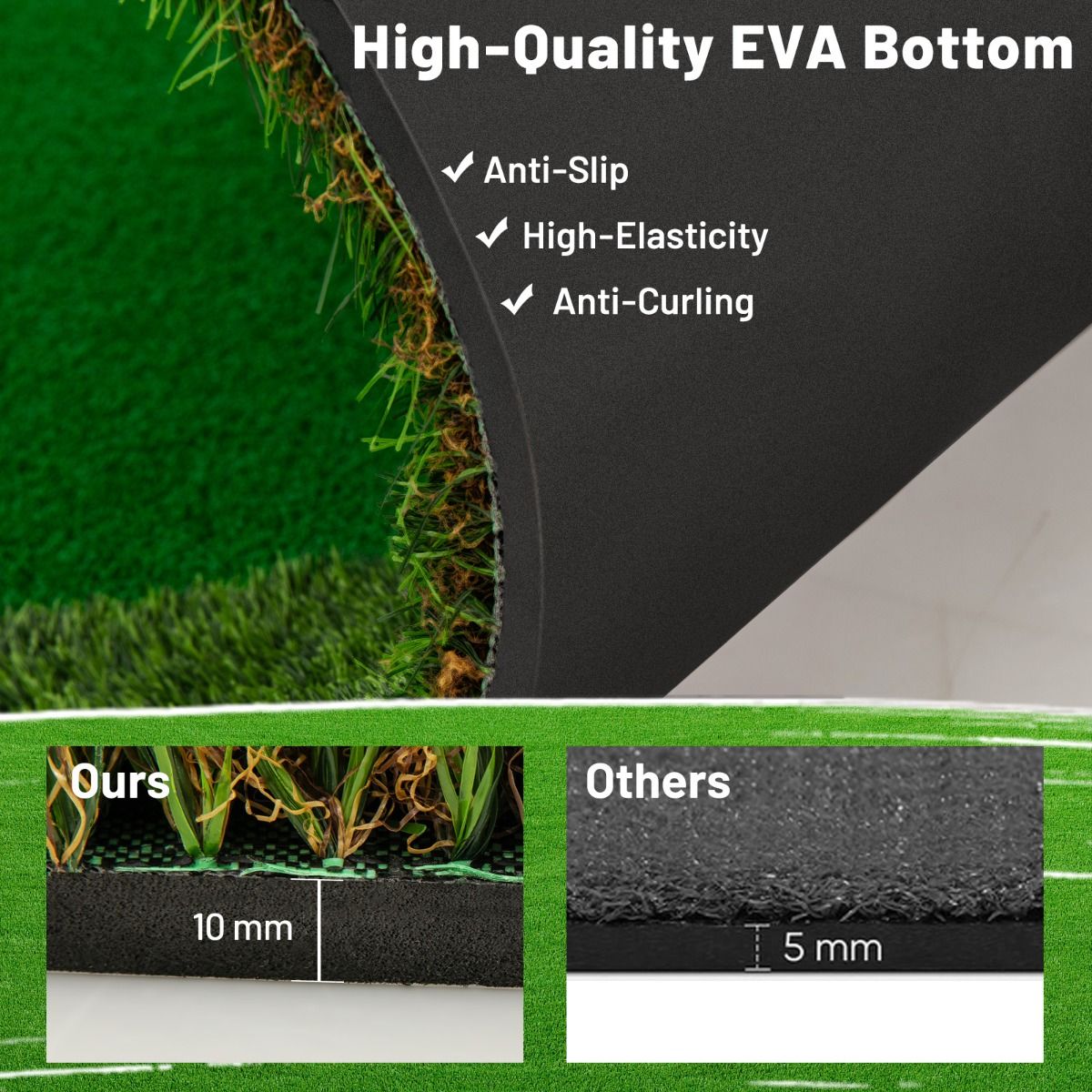 Coast Golf-Puttingmatte – 3 Löcher – inklusive Golfbälle und Flaggen – 300 x 150 cm – grün