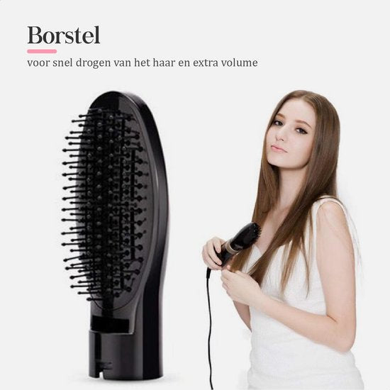 Fineza - Haartrocknerbürste - Haarbürste - Haartrockner - 4-in-1-Set - Haartrocknerbürste - Rundbürste - Lockenbürste - Stylingbürste - 4 Aufsätze - Schwarz