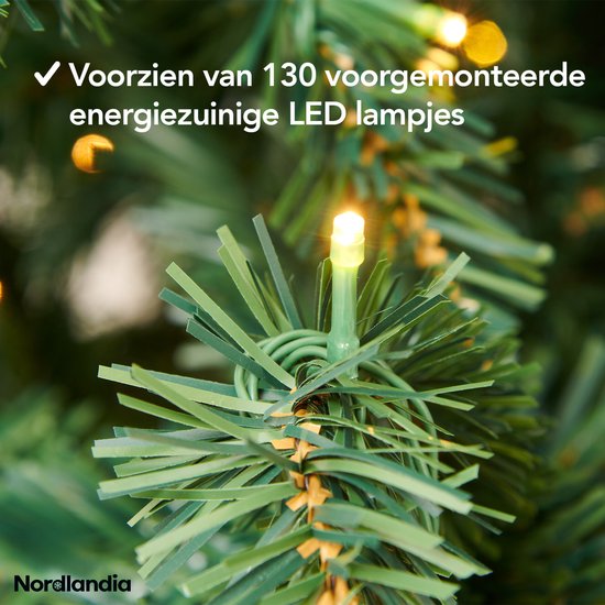 Nordlandia Künstlicher Weihnachtsbaum mit LED-Lichtern - 180 cm - Metallständer - Grün