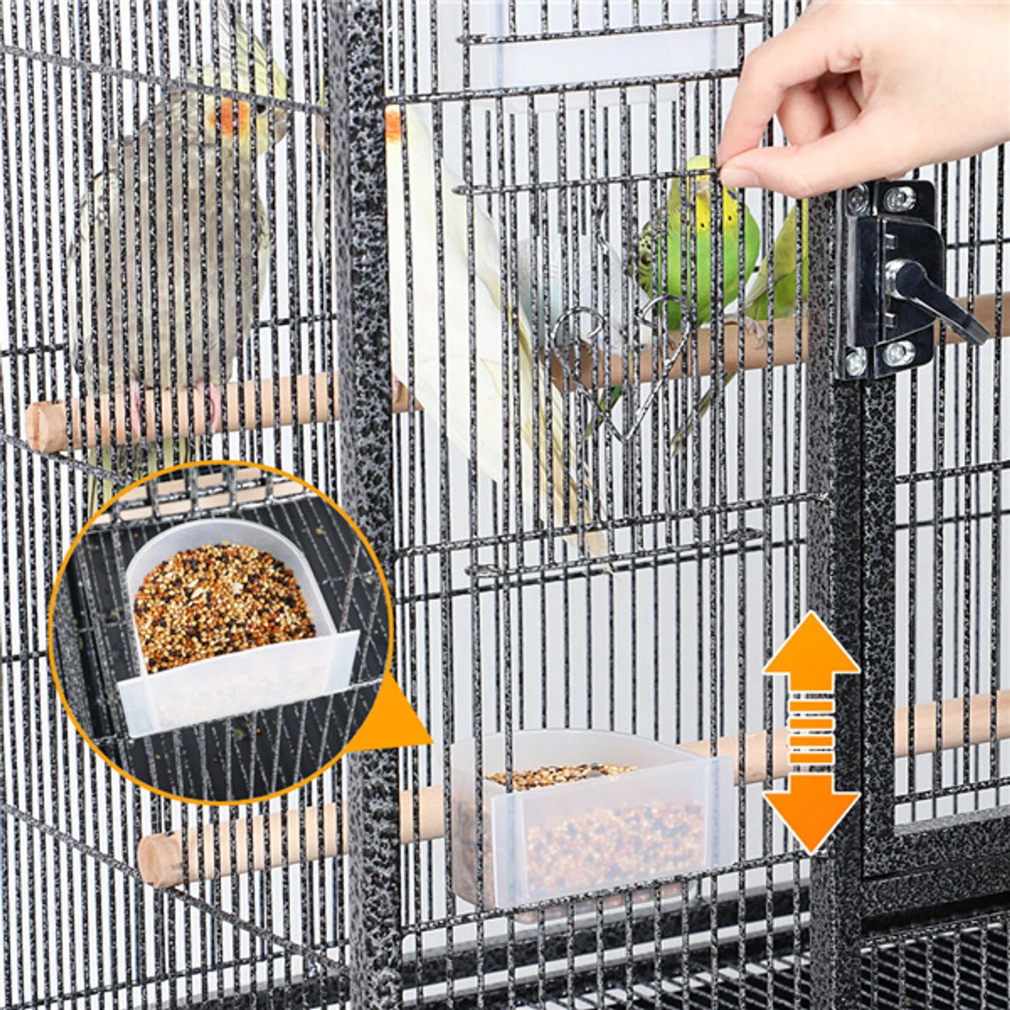 Yaheetech Vogelkäfig mit mobilem Sockel - mit herausnehmbarer Schublade und extra Ablagefläche und 4 Futterstellen - für Sittiche, Finken und Kanarienvögel - schwarz pulverbeschichtetes Metall - 61 x 43 x 136 cm