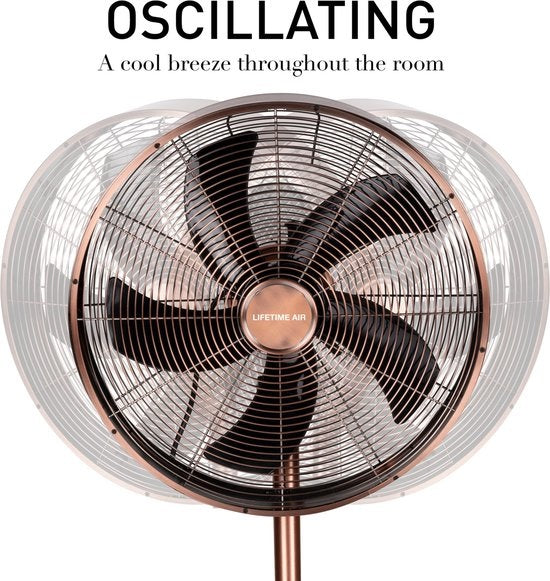 Lifetime Air Stativventilator - 230V - Höhe 85-125 CM - 3 Geschwindigkeiten - Oszillationsfunktion - Neigbar - Kupfer