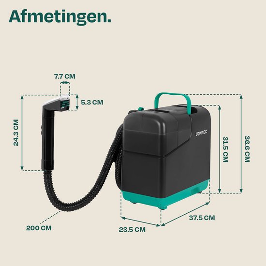 VONROC Fleckenreiniger mit Dampffunktion – Teppichreiniger – Dampfreiniger – 1350 W – 16 kPa Saugkraft – inkl. Aufsätze und Reinigungsmittel
