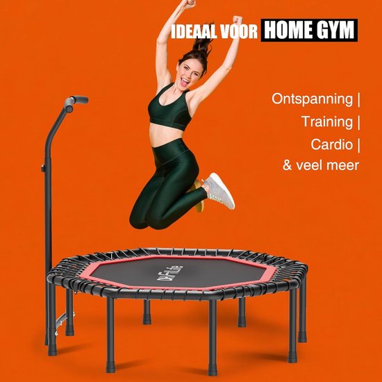 DH FitLife Faltbares Fitness-Trampolin Ø121 cm - Indoor-Trampolin ohne Installation - Mit 3 verstellbaren Griffen - Stabil & leise, bis zu 150 kg, für Kinder & Erwachsene
