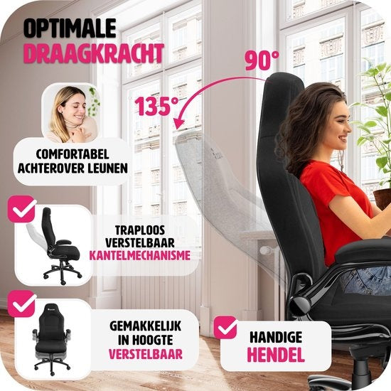 tectake - Bürostuhl Gaming Stuhl - Luxus Schreibtischstuhl Bürostuhl - Racing Stuhl Schreibtischstuhl Gaming Stuhl Springsteen - schwarz
