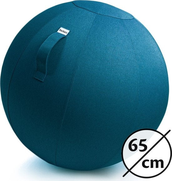 Bckz Sitzball Leinen - Mit Bezug - 65 CM - Balance Hocker - Luxus Yoga Ball - Ergonomisch - Grün Blau
