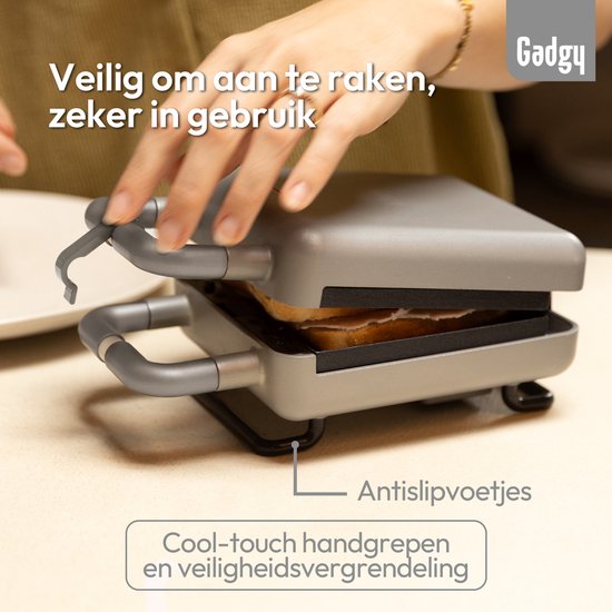 Gadgy Premium Waffeleisen – Silber – 3-in-1-Grill, Sandwich- und Waffelmaker – Austauschbare Platten – 600 W – Besonders leistungsstark – Brüsseler Waffel