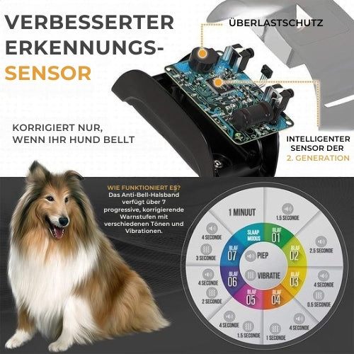 Strex - Anti-Bellband für Hunde - kein Schock - Vibration und Audio - IP67 Wasserdicht - Schwarz