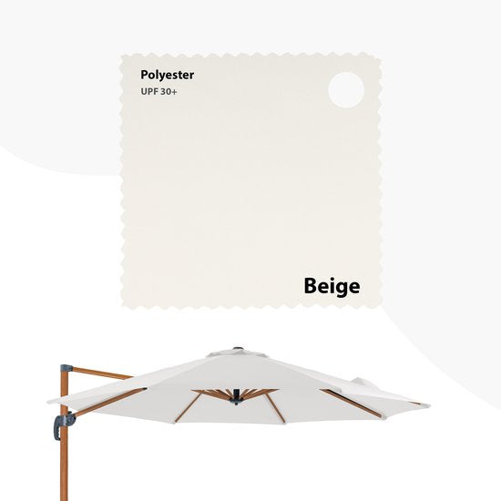 AXI Marisol Schwebeparasol Ø 300 cm Holzoptik/Beige inkl. Schutzhülle – Pulverbeschichtetes Aluminiumgestell mit Kreuzfuß – Um 360° drehbar – Neigbar – UV-beständiges Tuch